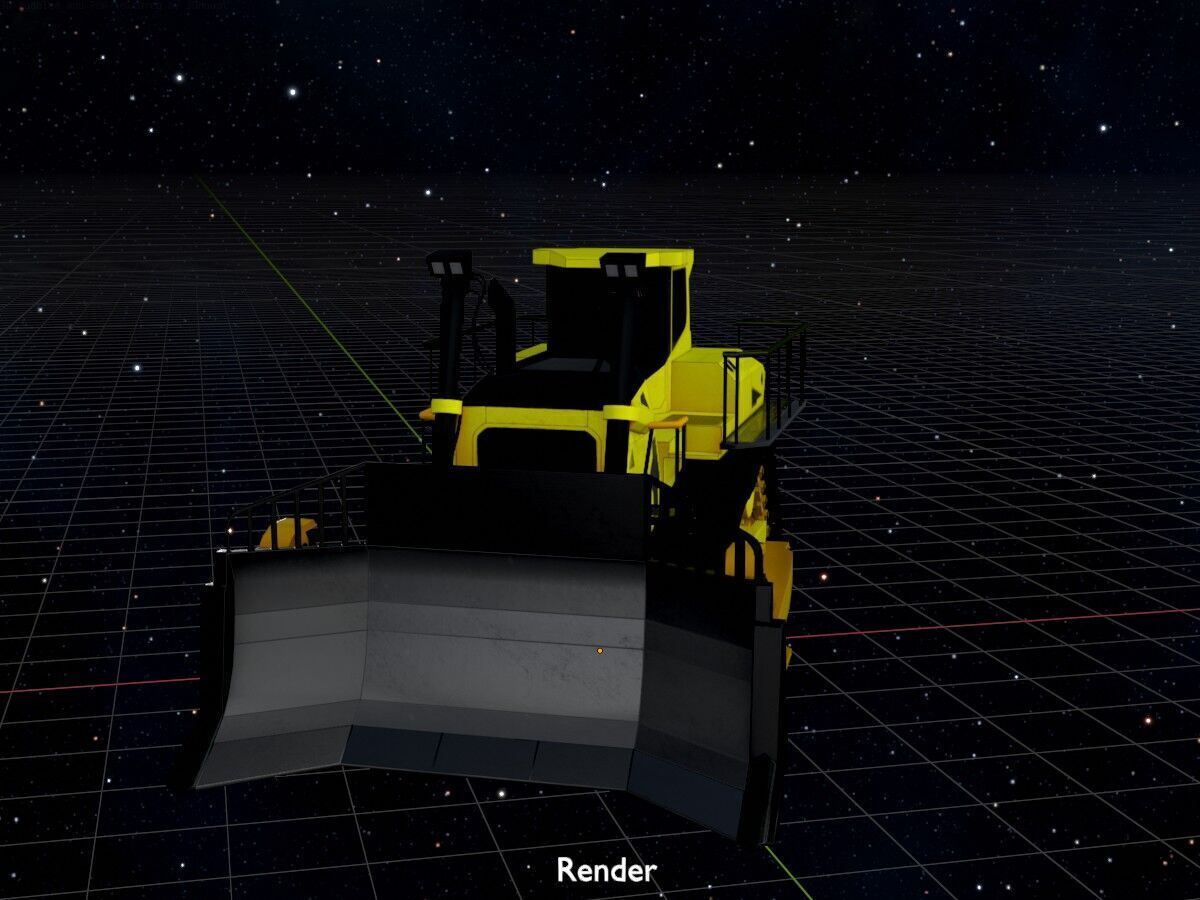 Hydraulic bulldozer tracked construction site vehicle yellow Low-poly 3D model_17