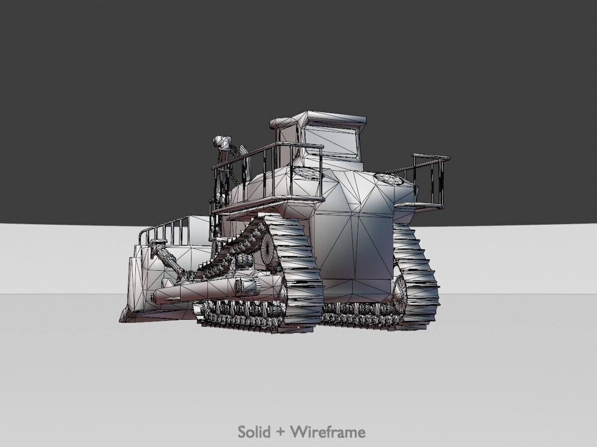 Hydraulic bulldozer tracked construction site vehicle yellow Low-poly 3D model_10