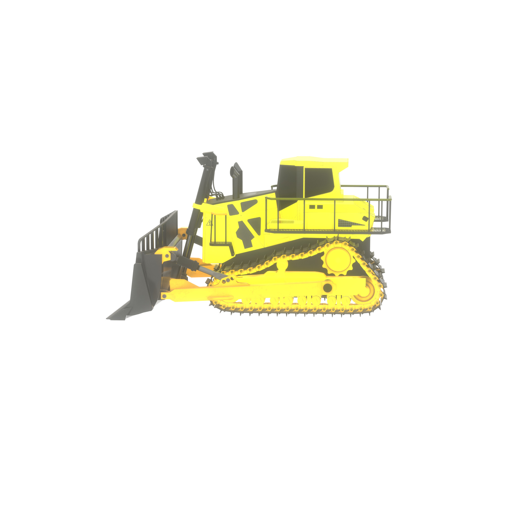 Hydraulic bulldozer tracked construction site vehicle yellow Low-poly 3D model_28