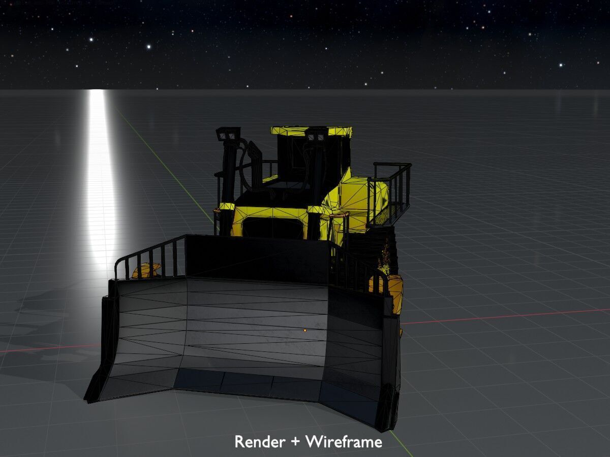 Hydraulic bulldozer tracked construction site vehicle yellow Low-poly 3D model_8