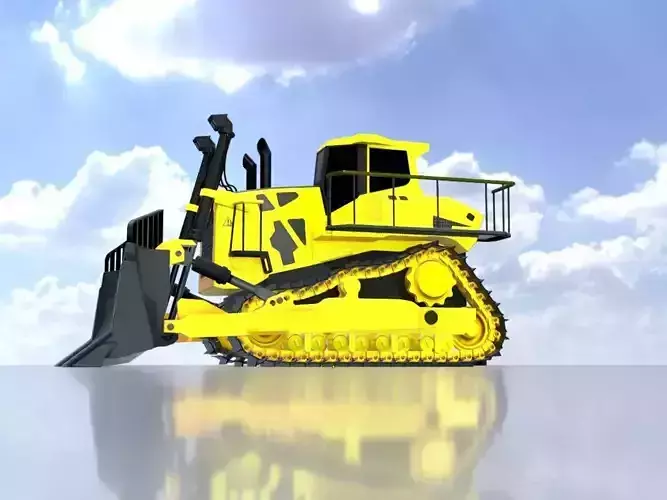 Hydraulic bulldozer tracked construction site vehicle yellow Low-poly 3D model