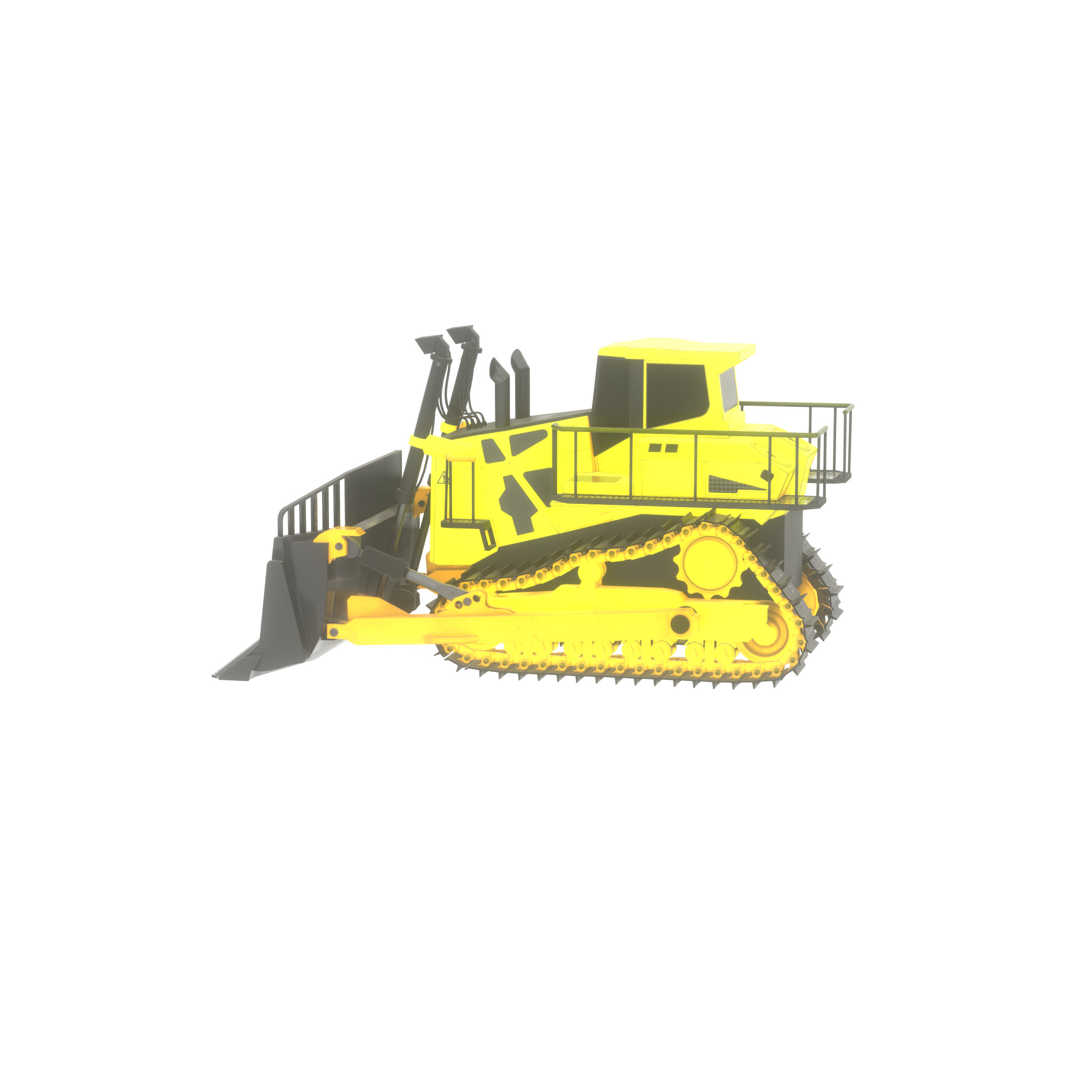 Hydraulic bulldozer tracked construction site vehicle yellow Low-poly 3D model_29