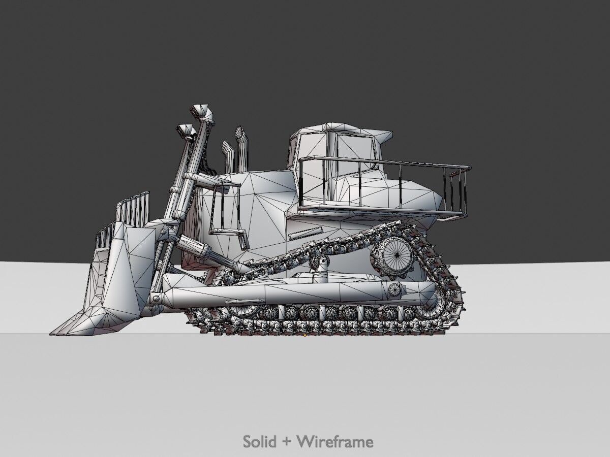 Hydraulic bulldozer tracked construction site vehicle yellow Low-poly 3D model_9