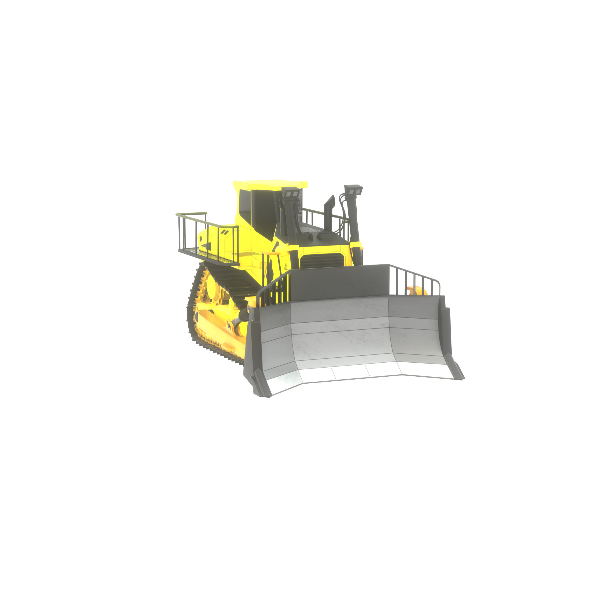 Hydraulic bulldozer tracked construction site vehicle yellow Low-poly 3D model_43