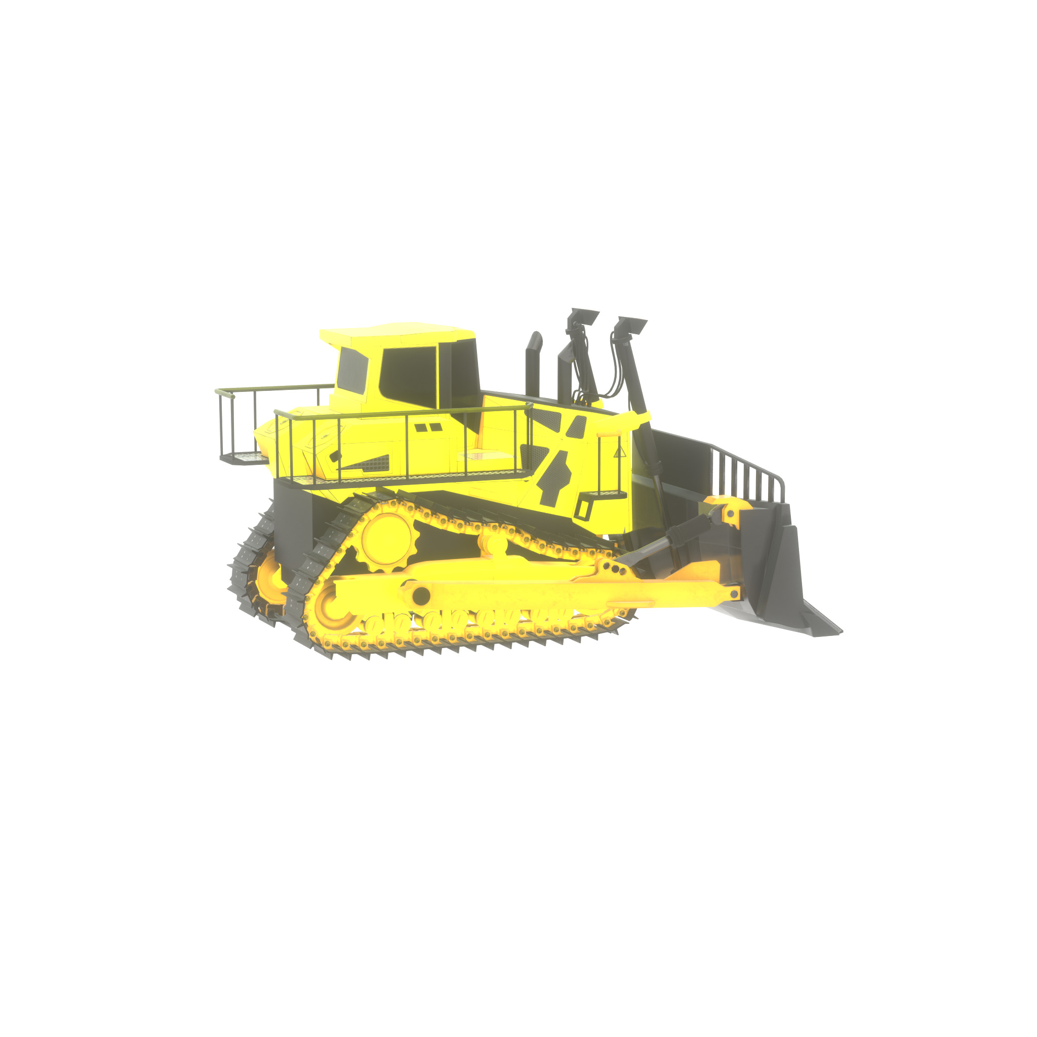Hydraulic bulldozer tracked construction site vehicle yellow Low-poly 3D model_47