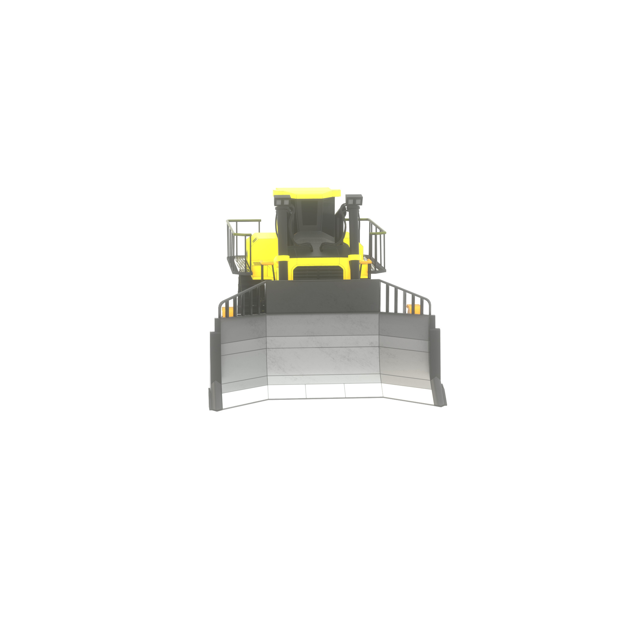 Hydraulic bulldozer tracked construction site vehicle yellow Low-poly 3D model_58
