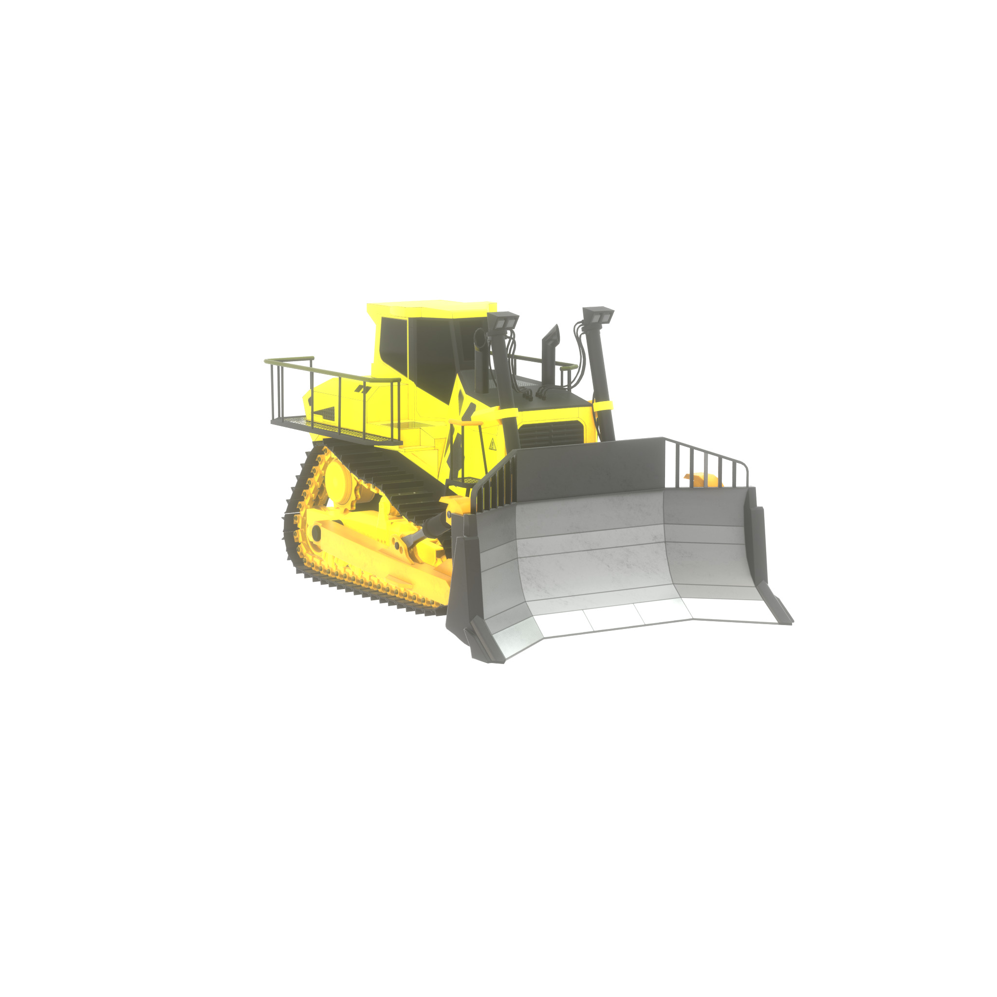 Hydraulic bulldozer tracked construction site vehicle yellow Low-poly 3D model_32