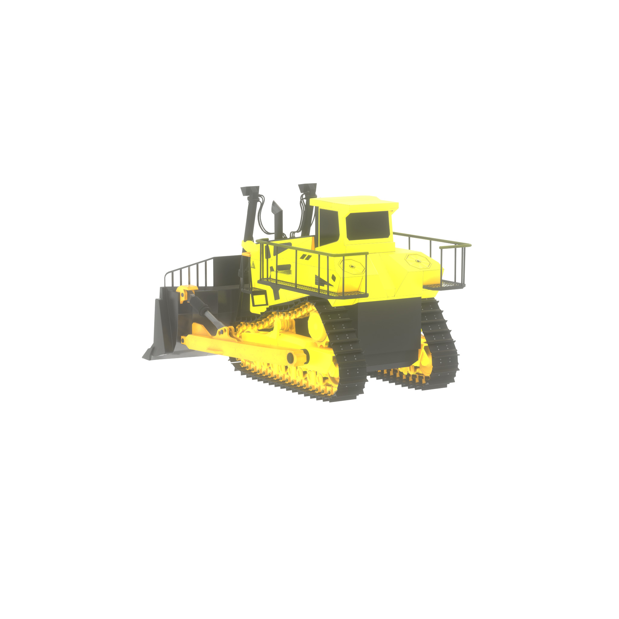 Hydraulic bulldozer tracked construction site vehicle yellow Low-poly 3D model_35