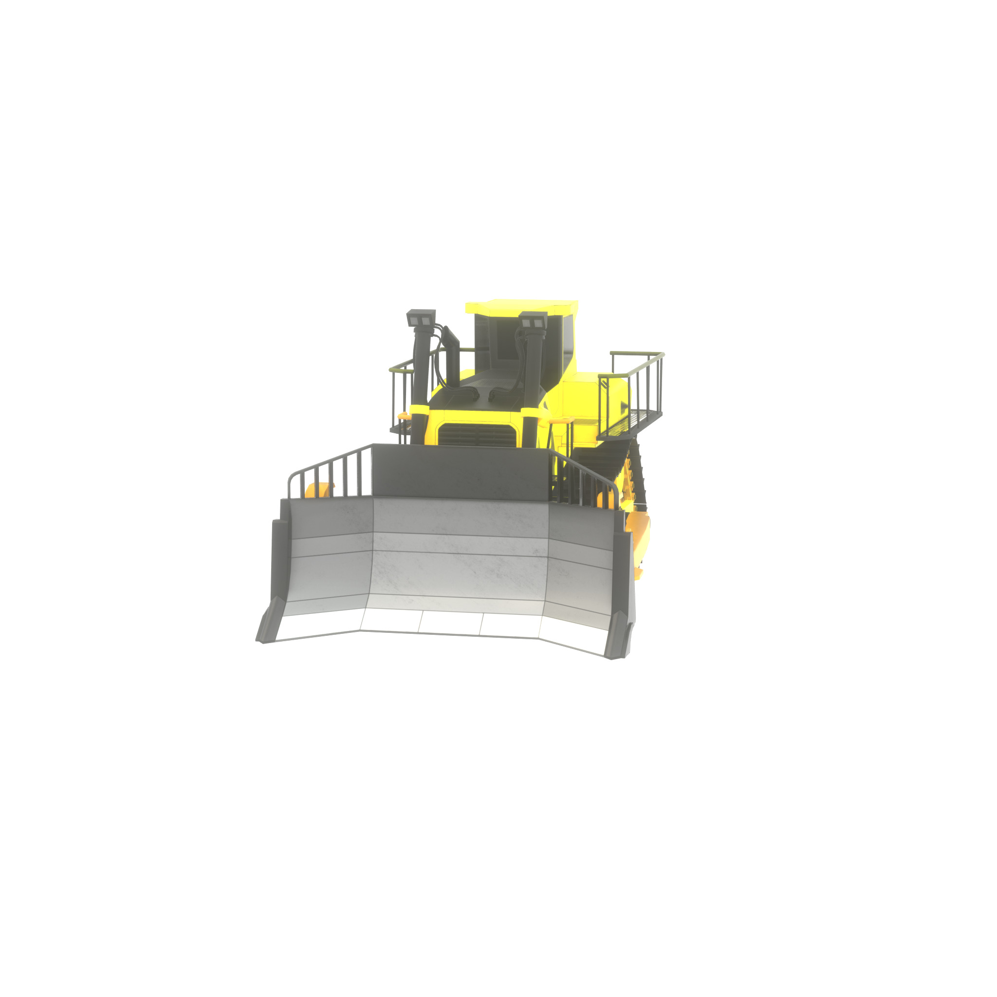 Hydraulic bulldozer tracked construction site vehicle yellow Low-poly 3D model_60