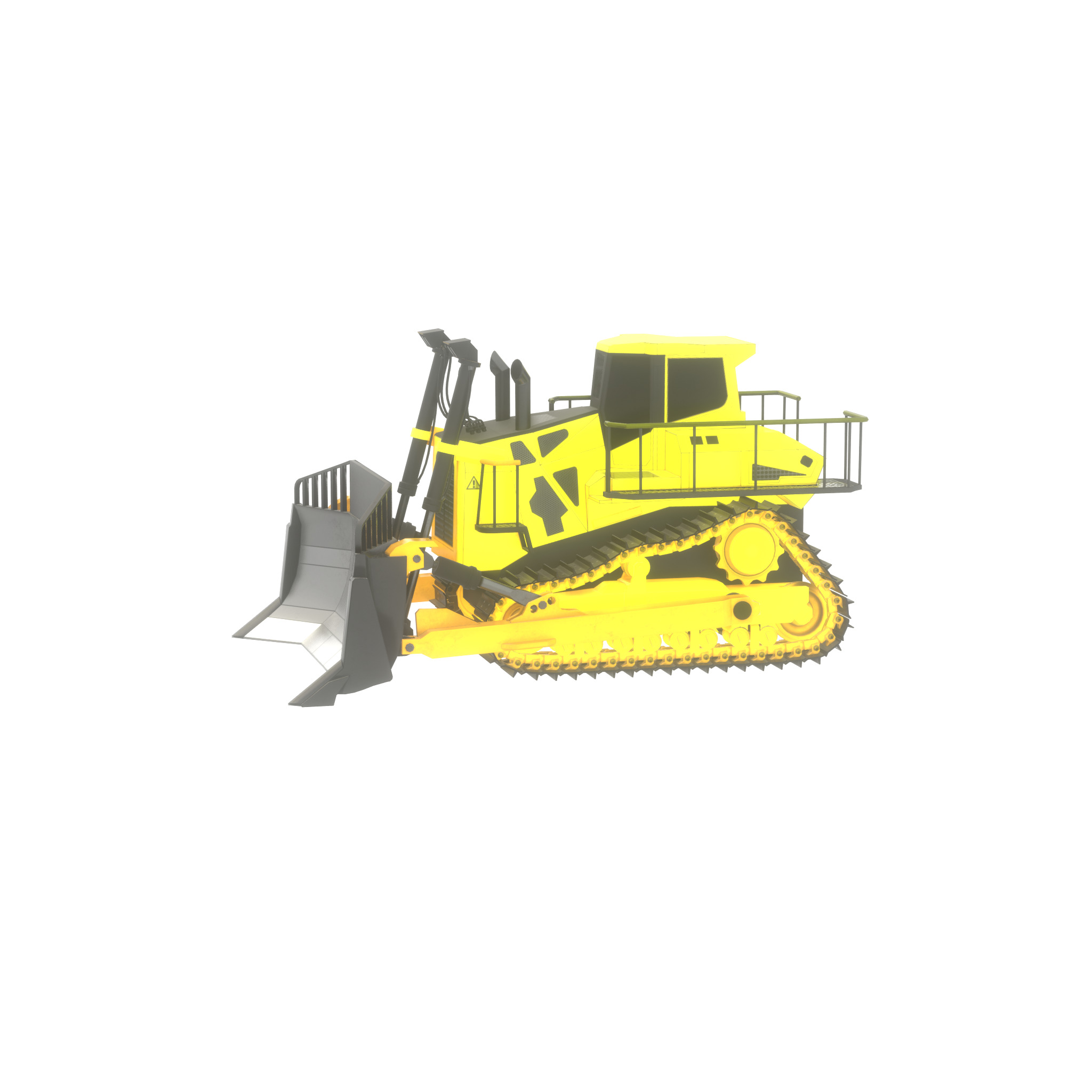 Hydraulic bulldozer tracked construction site vehicle yellow Low-poly 3D model_26