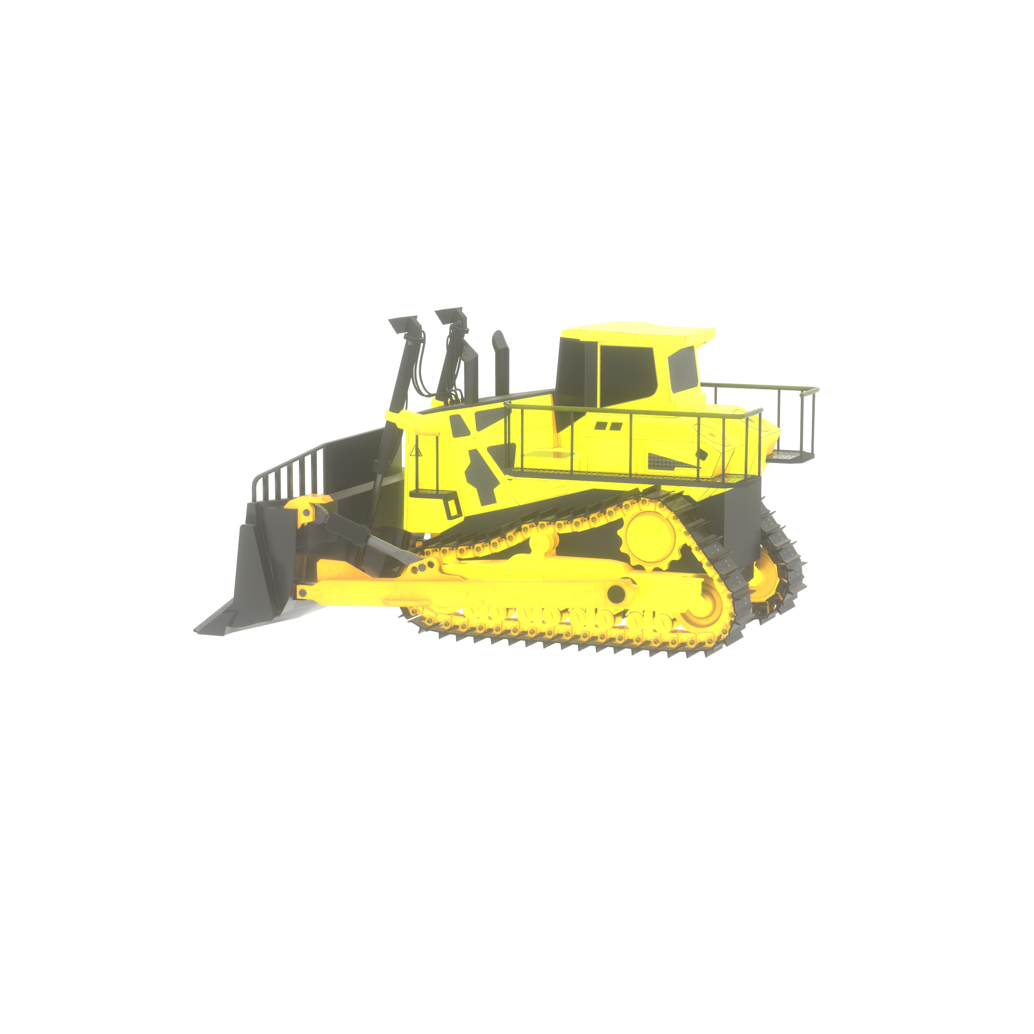 Hydraulic bulldozer tracked construction site vehicle yellow Low-poly 3D model_30