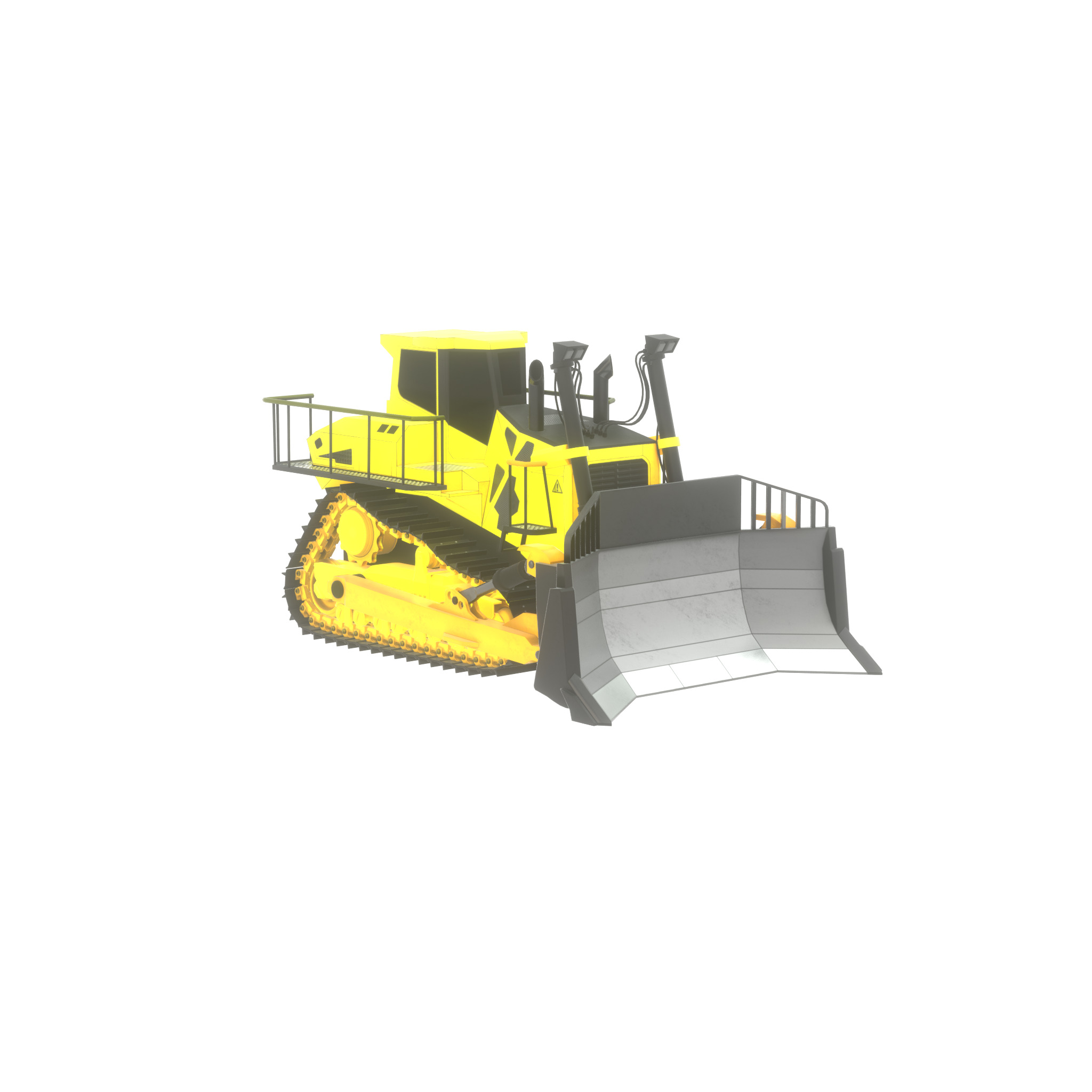 Hydraulic bulldozer tracked construction site vehicle yellow Low-poly 3D model_21