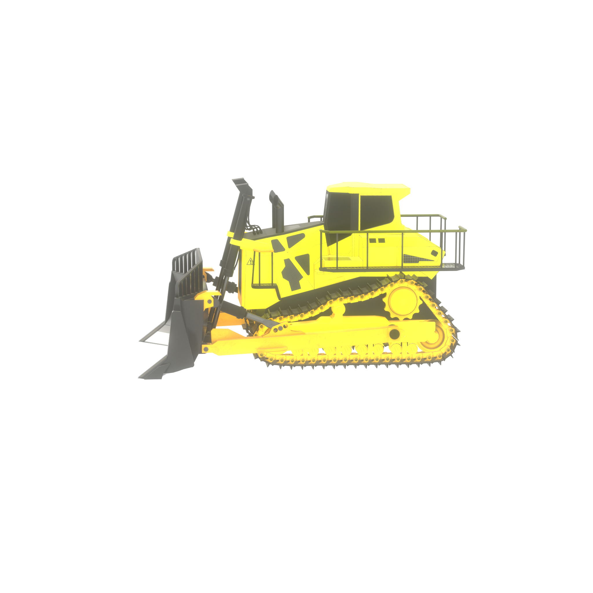 Hydraulic bulldozer tracked construction site vehicle yellow Low-poly 3D model_27