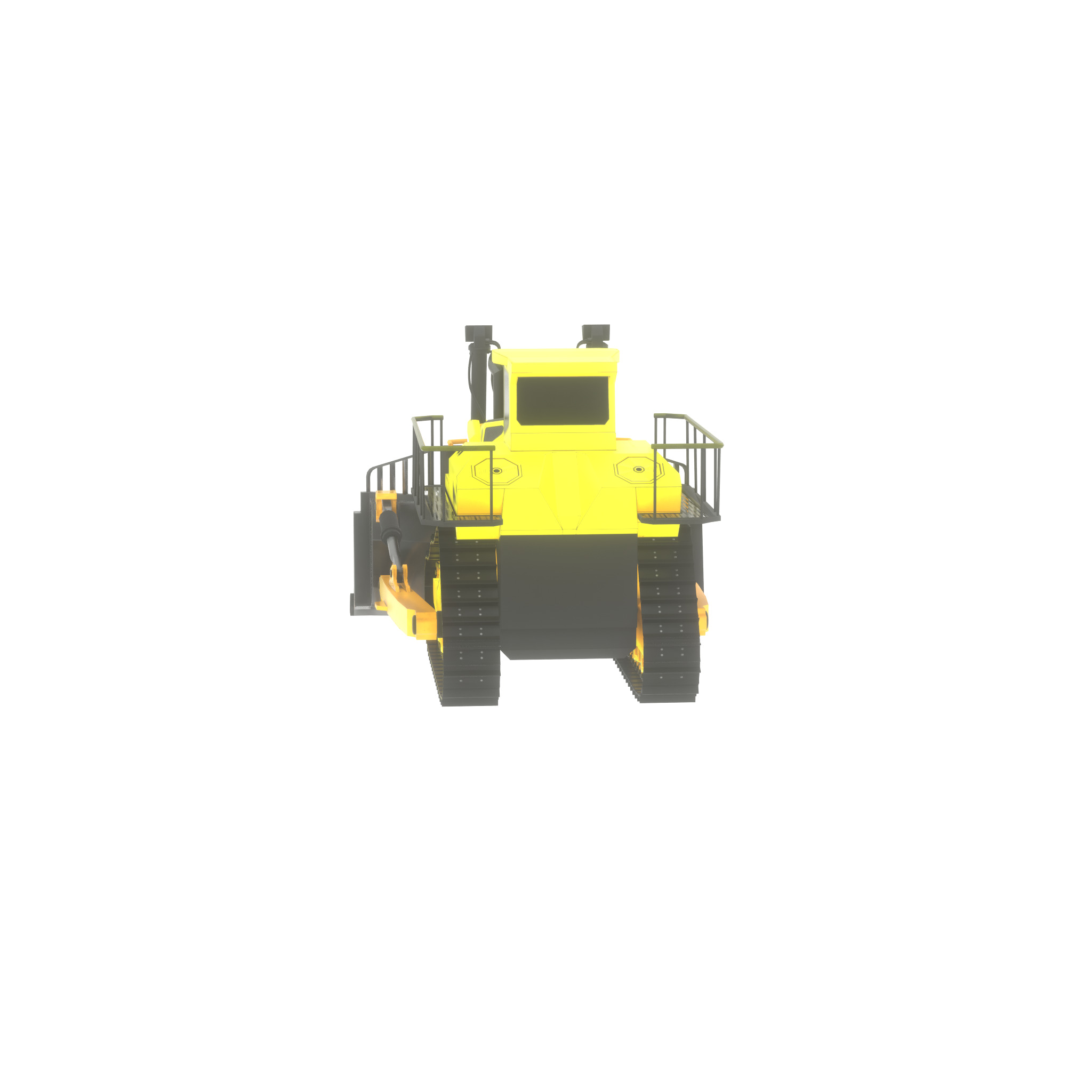 Hydraulic bulldozer tracked construction site vehicle yellow Low-poly 3D model_38
