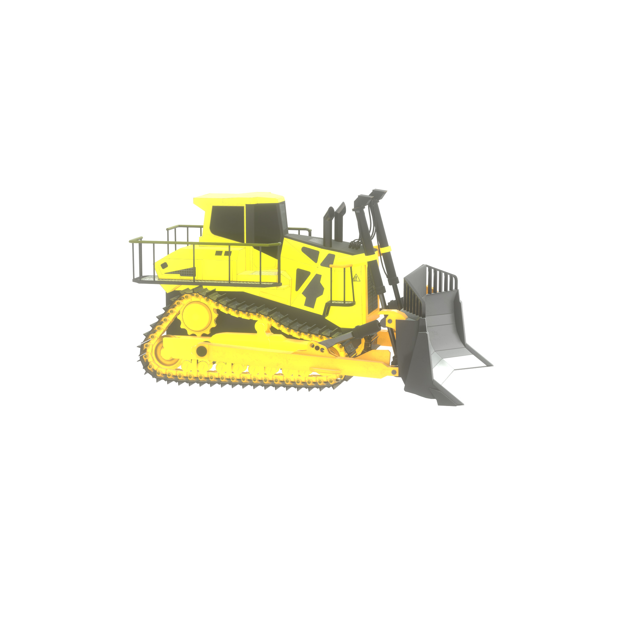 Hydraulic bulldozer tracked construction site vehicle yellow Low-poly 3D model_51