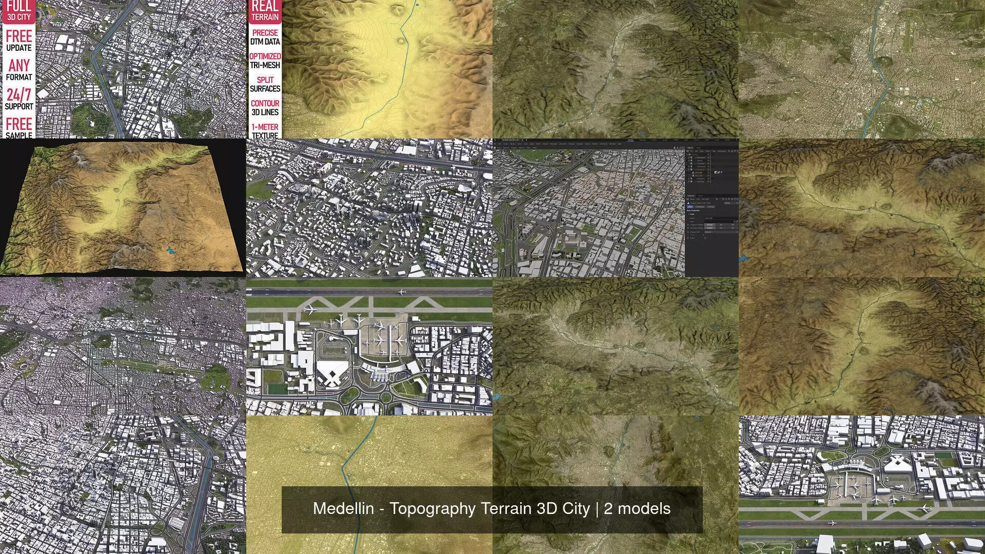 Medellin - Topography Terrain 3D City 3D Model Collection_1