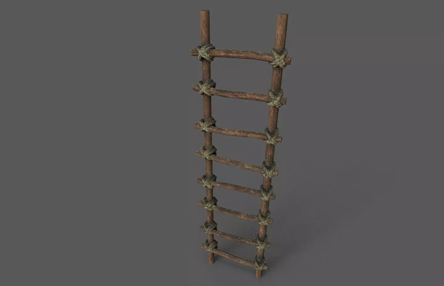 Old Wood Stairs Low-poly 3D model_0