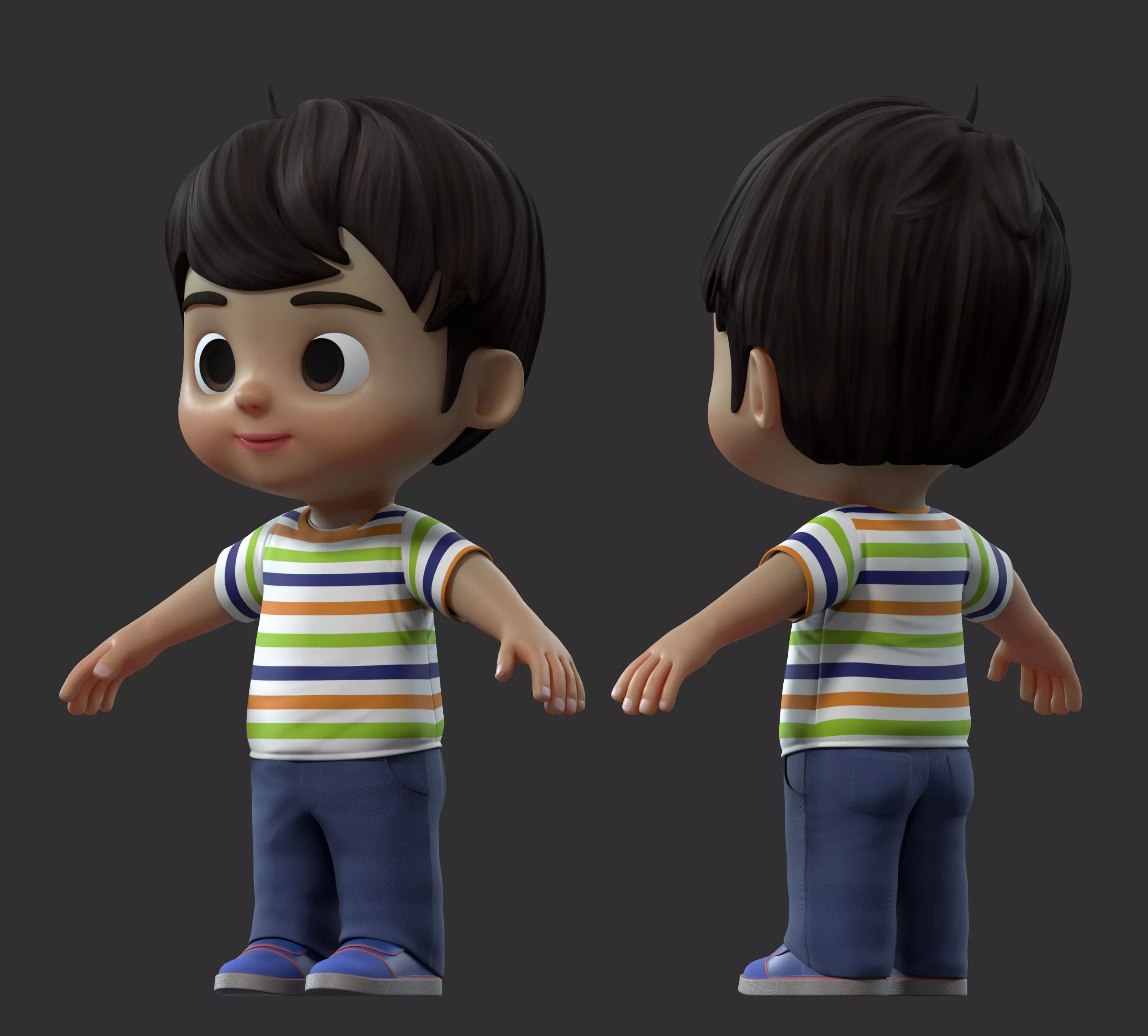cartoon boy child 3D model_0