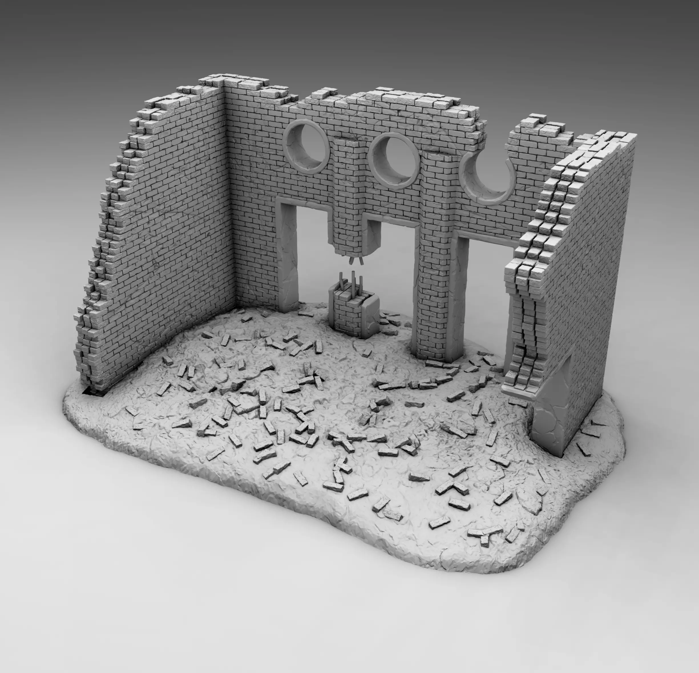 Ruined building 3D print model