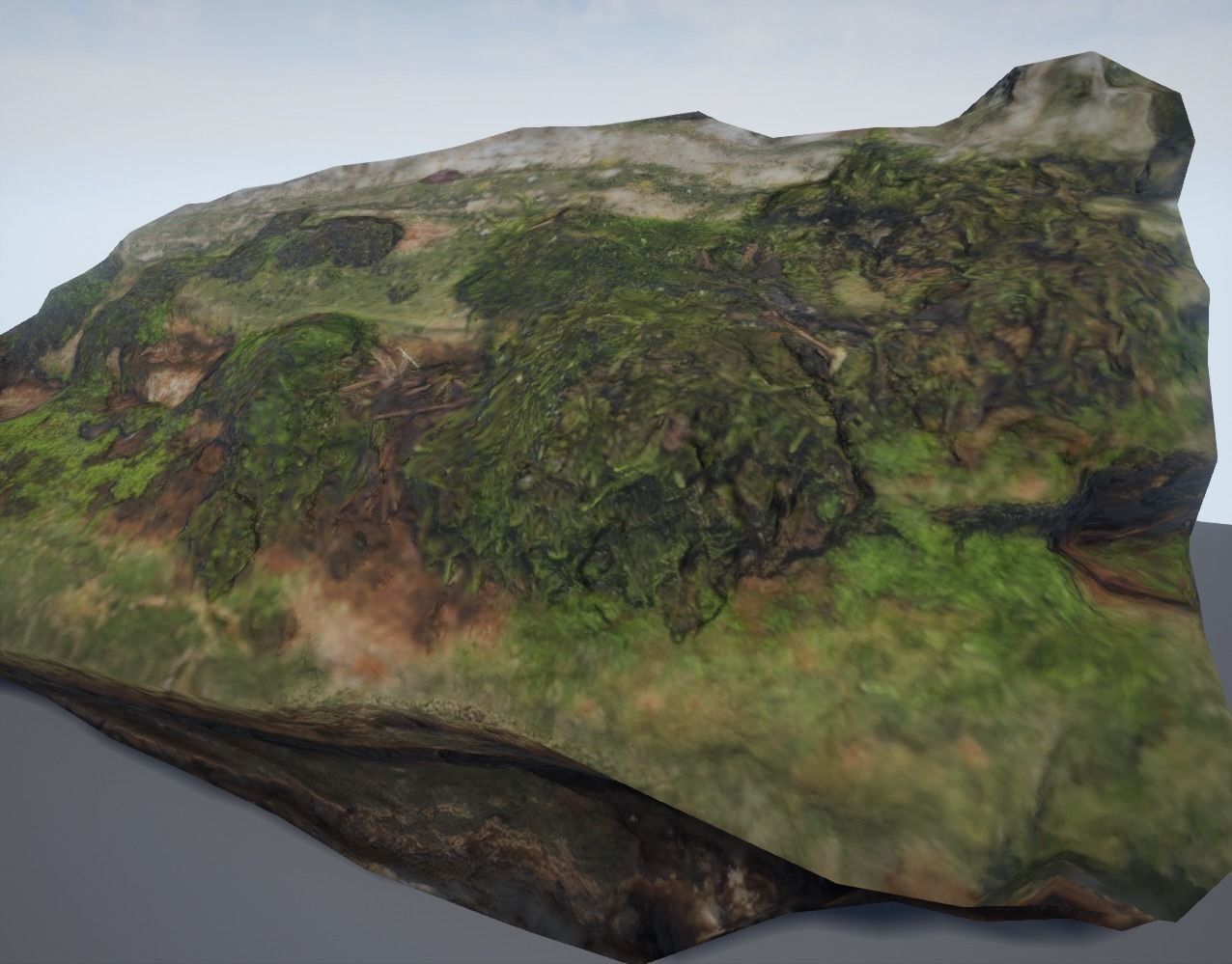 Low Poly Rock 2 Game Ready with Moss Low-poly 3D model_22
