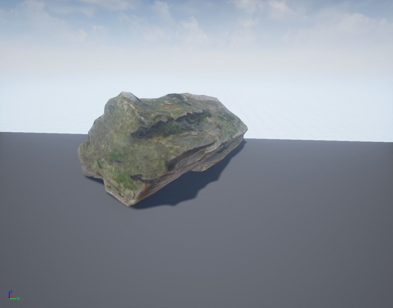 Low Poly Rock 2 Game Ready with Moss Low-poly 3D model_7