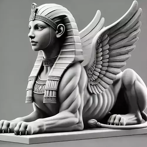 Sphinx Statue with wings egypt mythology 3D print model