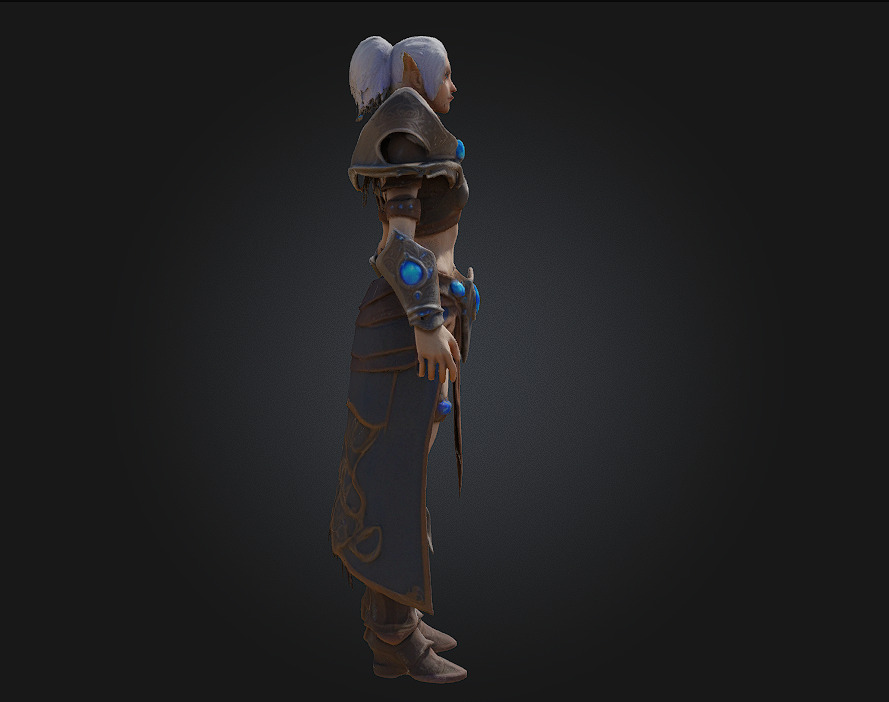 Elf Sorceress Warrior  Graceful Wrath Woven with Arcane Elegance 3D model_9