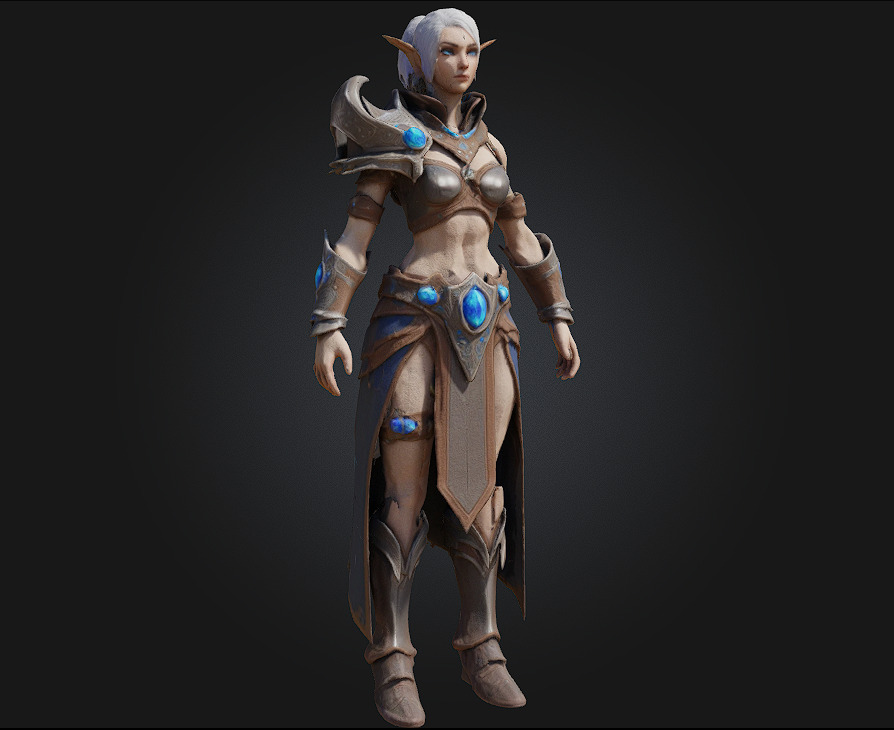 Elf Sorceress Warrior  Graceful Wrath Woven with Arcane Elegance 3D model_2
