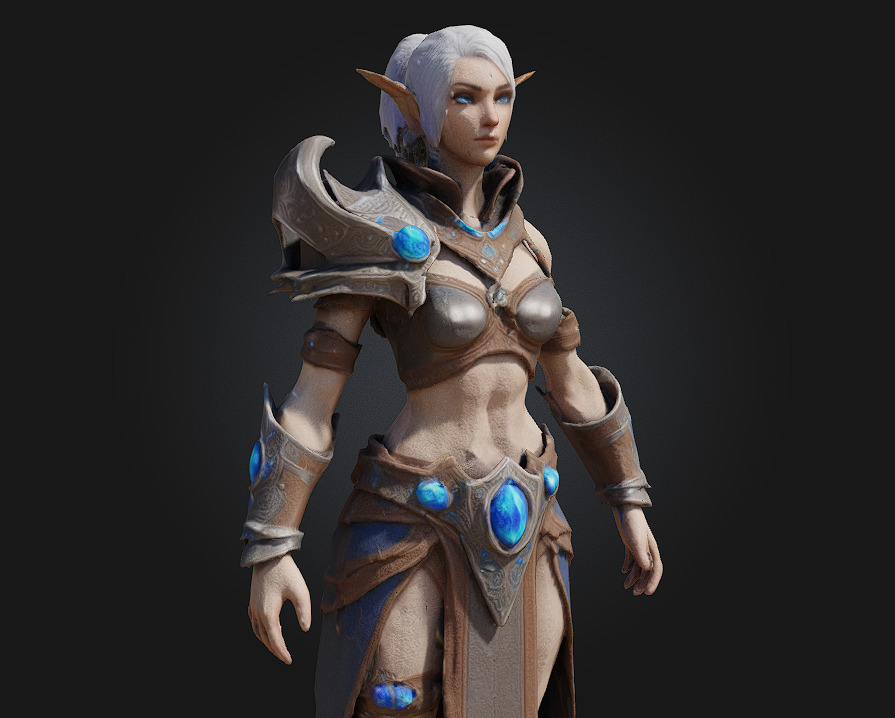 Elf Sorceress Warrior  Graceful Wrath Woven with Arcane Elegance 3D model_6