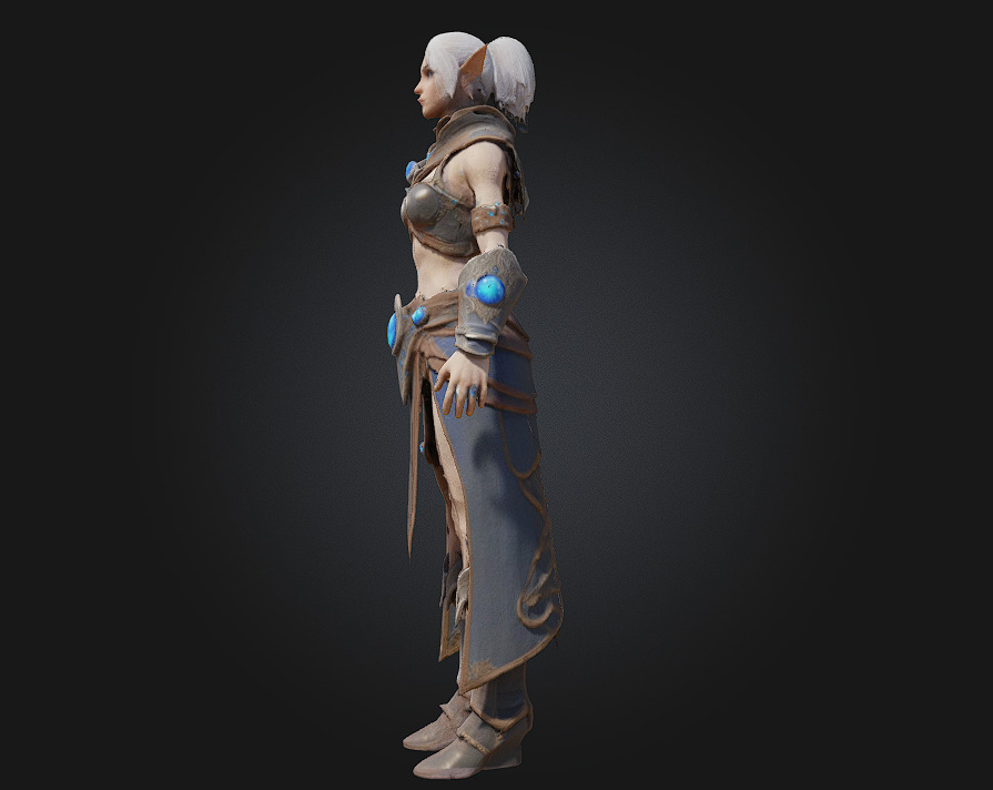 Elf Sorceress Warrior  Graceful Wrath Woven with Arcane Elegance 3D model_8