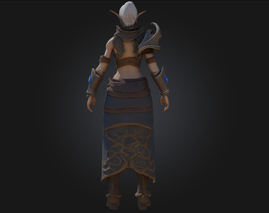 Elf Sorceress Warrior  Graceful Wrath Woven with Arcane Elegance 3D model_7