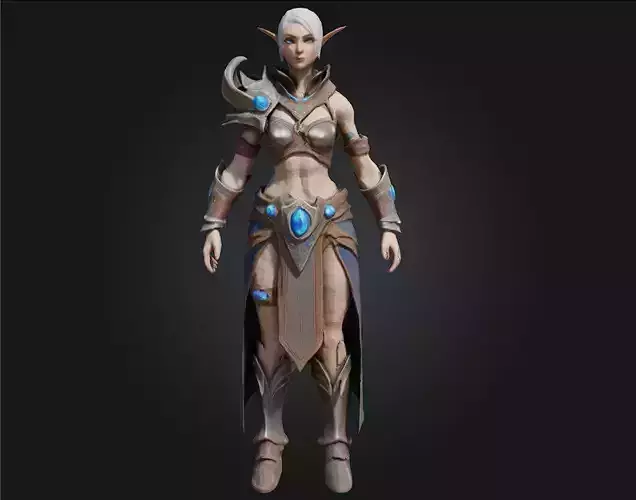 Elf Sorceress Warrior  Graceful Wrath Woven with Arcane Elegance 3D model