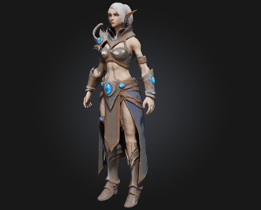Elf Sorceress Warrior  Graceful Wrath Woven with Arcane Elegance 3D model_1