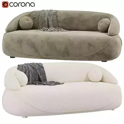 Brody White Boucle Fabric Sofa 