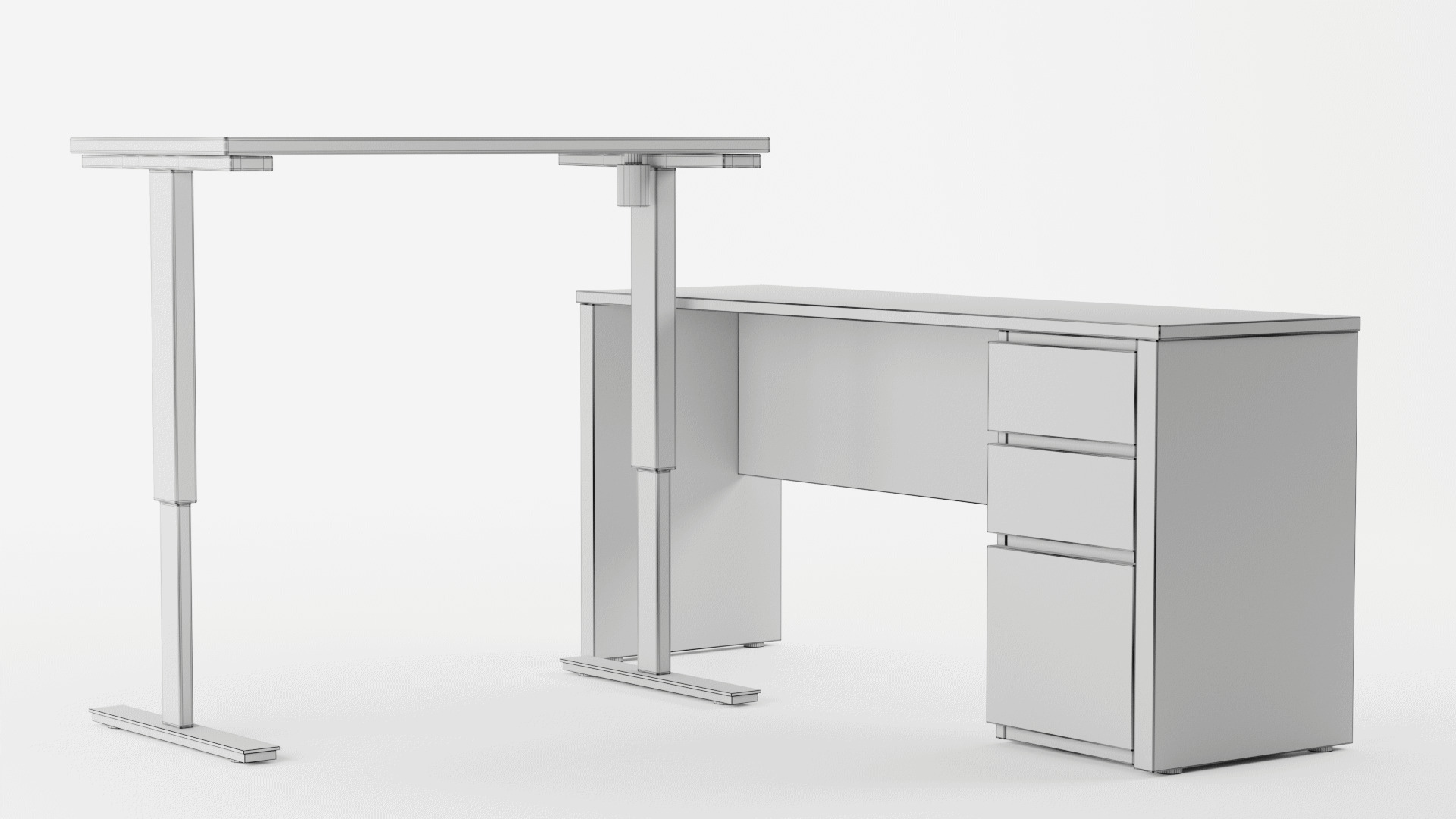 Bestar Prestige and Desk Height 3D model_11