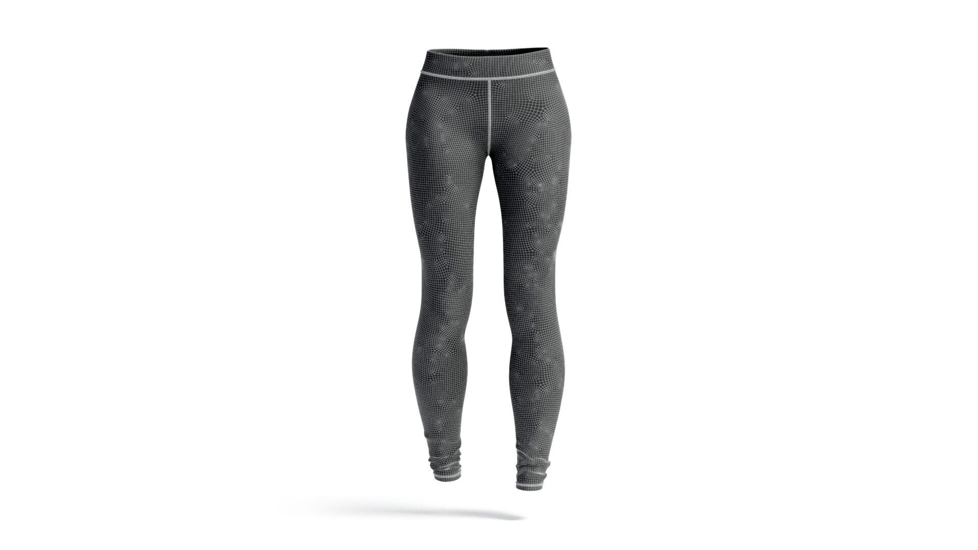 Black Womens Leggings - sport female leggins 3D model_6