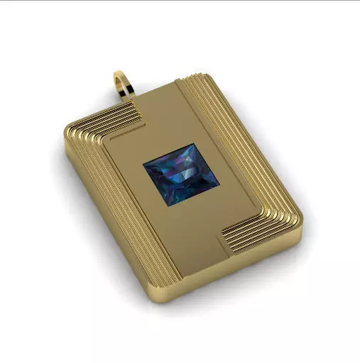 Pendant with one stone N013081 3D print model_0