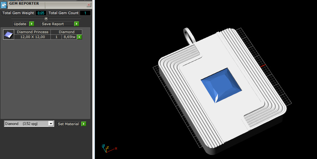 Pendant with one stone N013081 3D print model_9