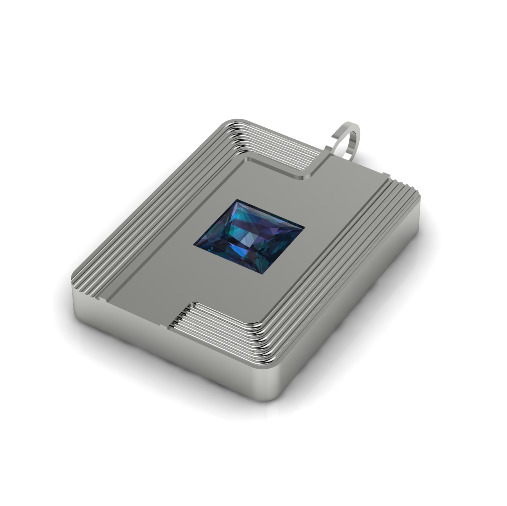 Pendant with one stone N013081 3D print model_1