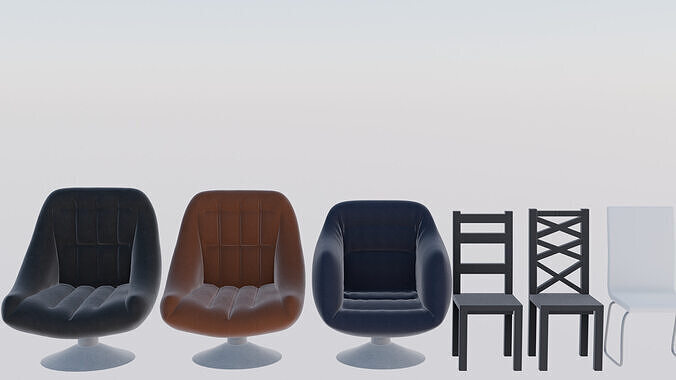 13 Stylized Chairs Multipack Game Ready Low-poly 3D model