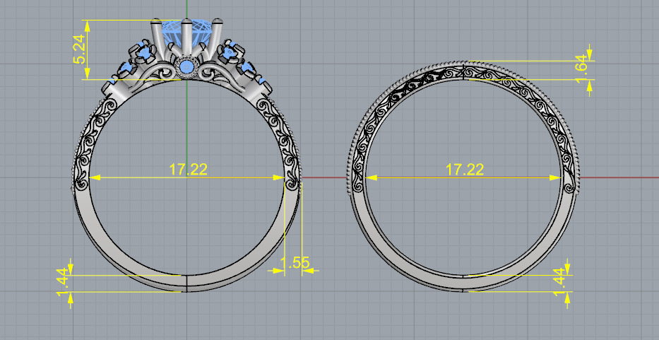 Double ring N013062 3D print model_6
