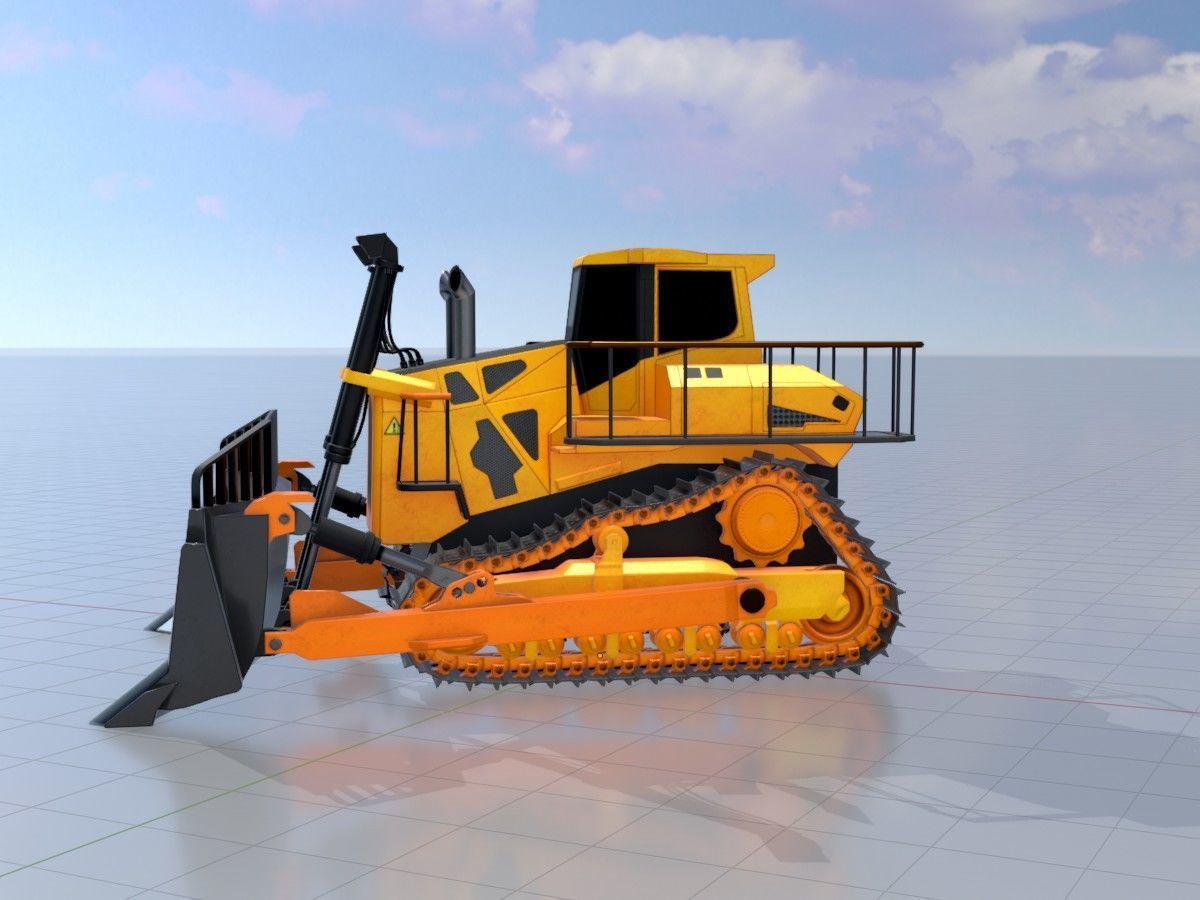 Hydraulic bulldozer tracked construction site vehicles 3D Model Collection_28