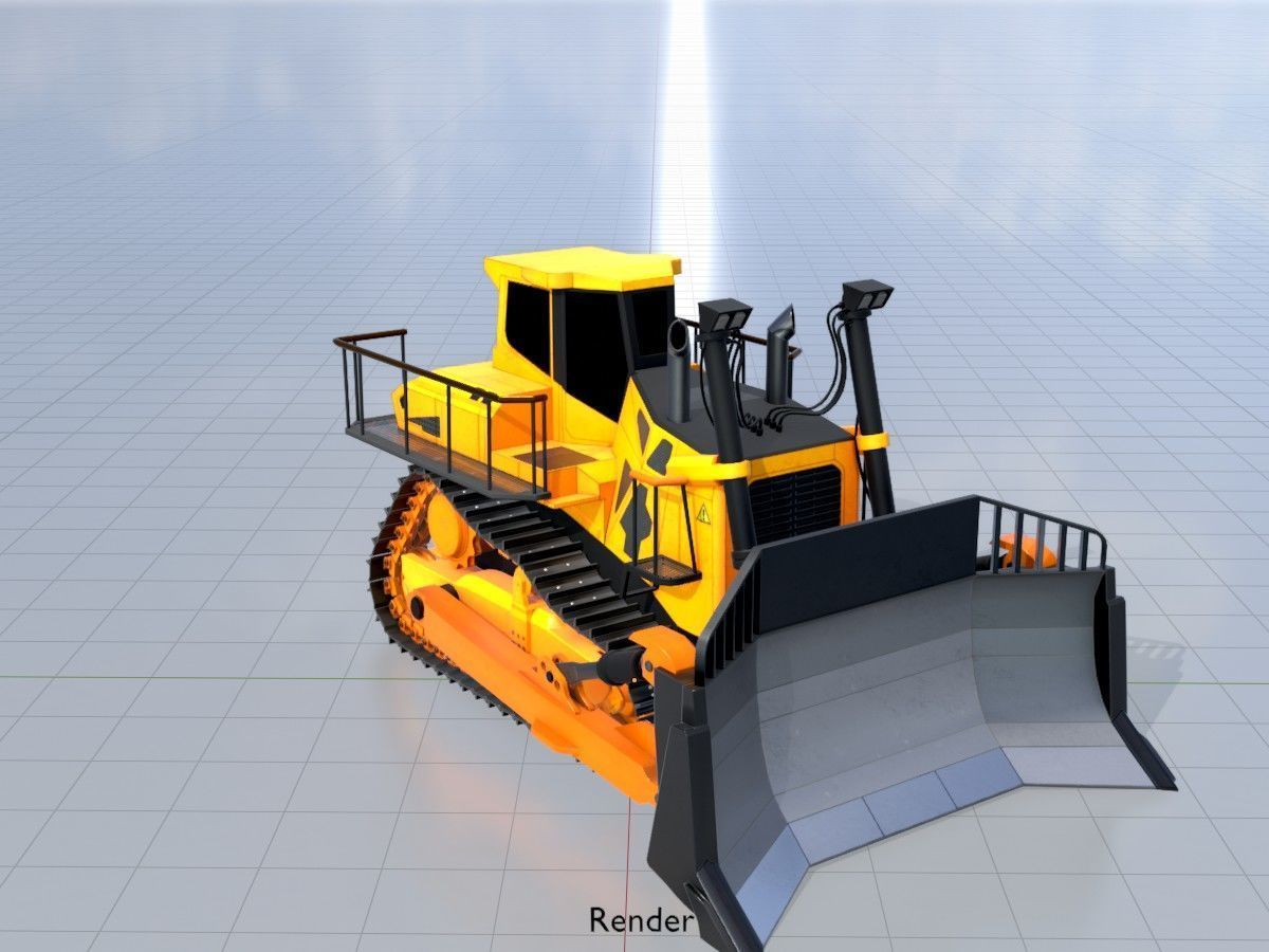 Hydraulic bulldozer tracked construction site vehicles 3D Model Collection_36