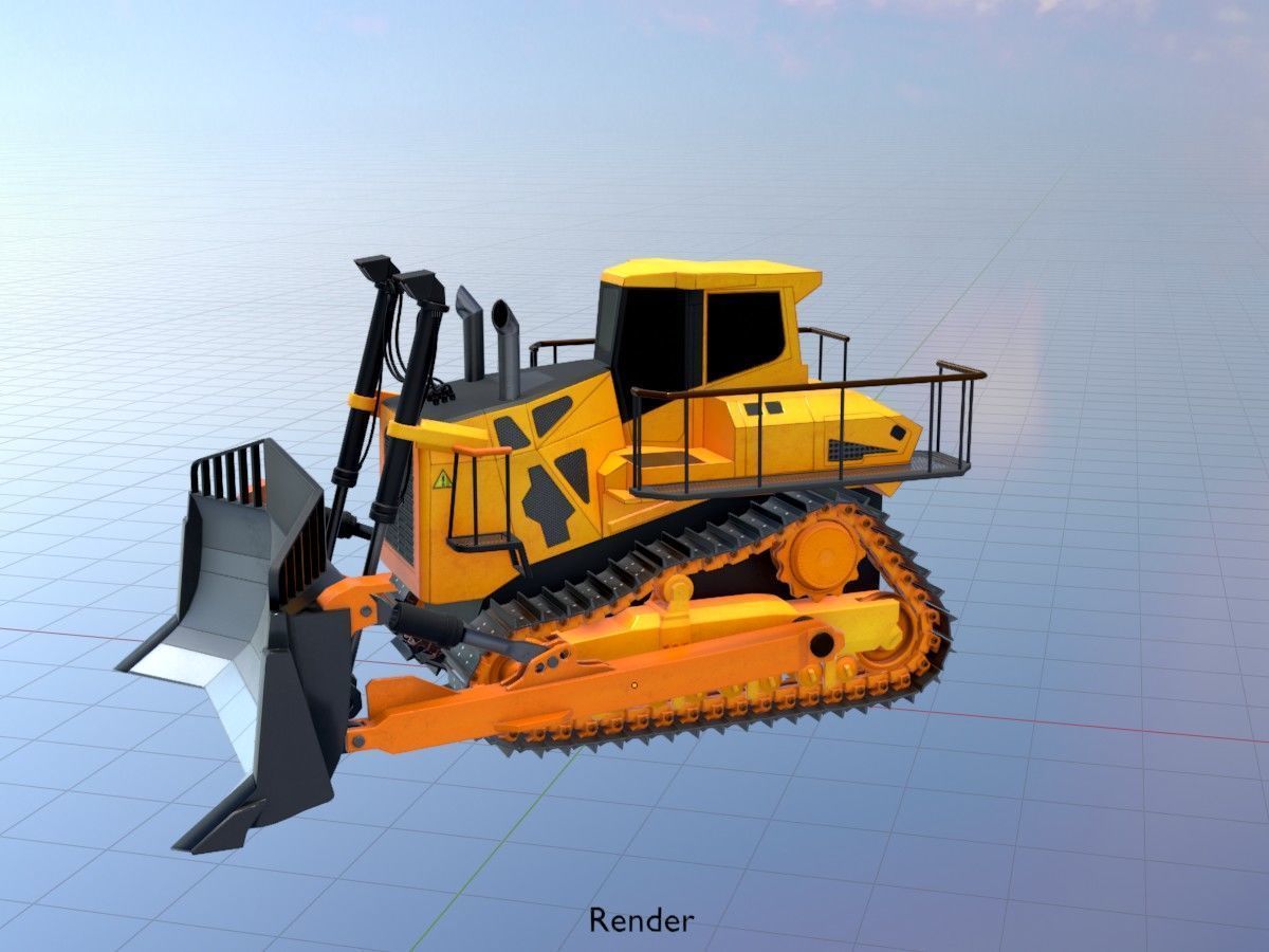 Hydraulic bulldozer tracked construction site vehicles 3D Model Collection_76