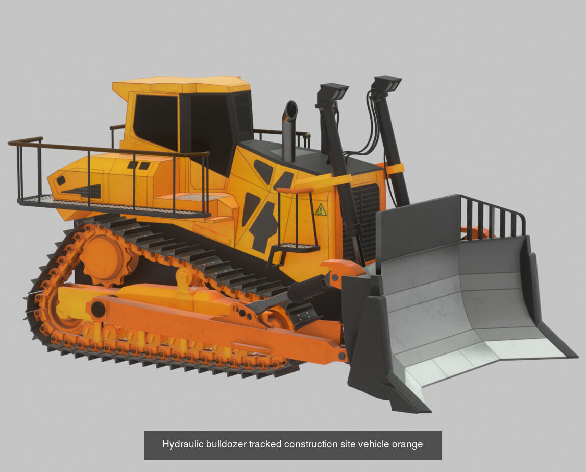 Hydraulic bulldozer tracked construction site vehicles 3D Model Collection_10