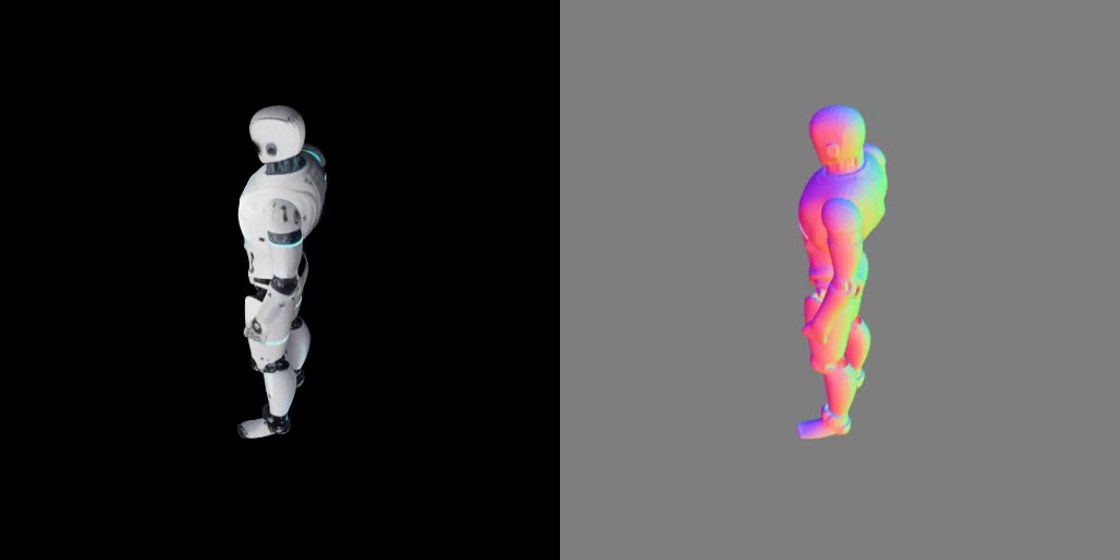 humanoid robot metallic body with blue glowing strips Free low-poly 3D model_4