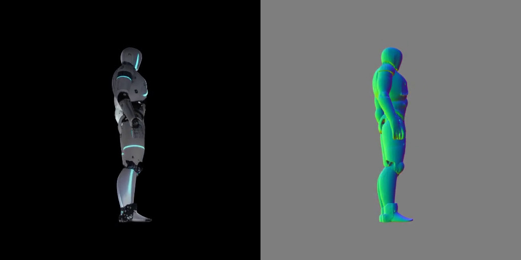 humanoid robot metallic body with blue glowing strips Free low-poly 3D model_2