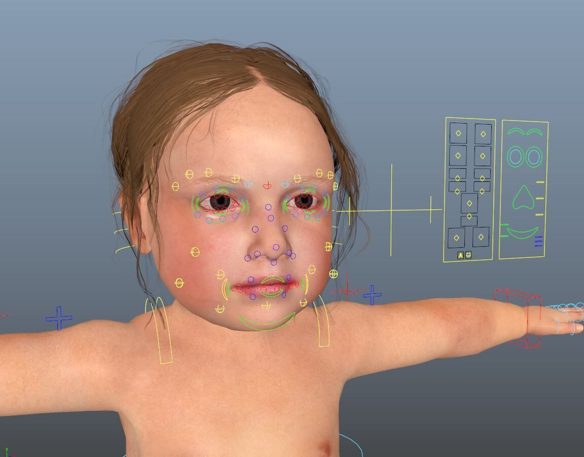 Baby boy and girl 3D model_5