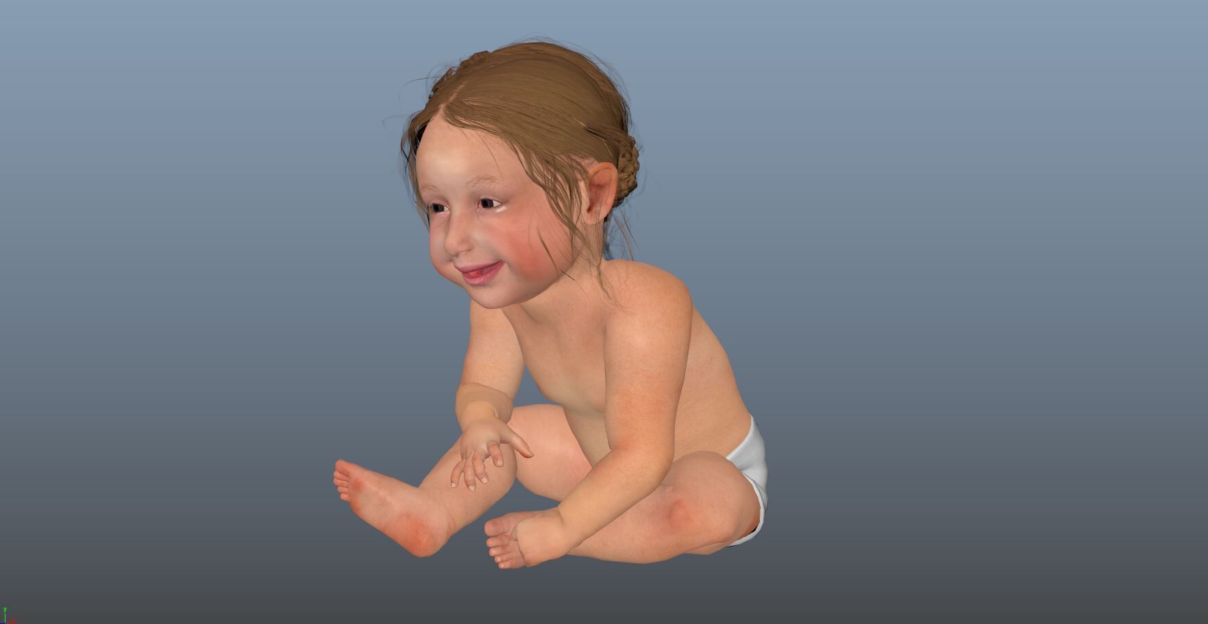 Baby boy and girl 3D model_3
