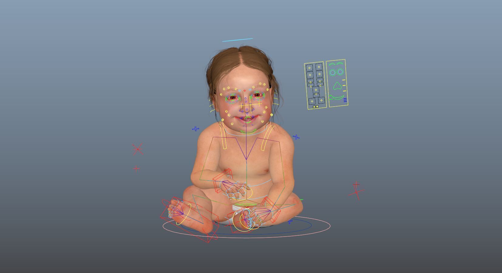Baby boy and girl 3D model_4